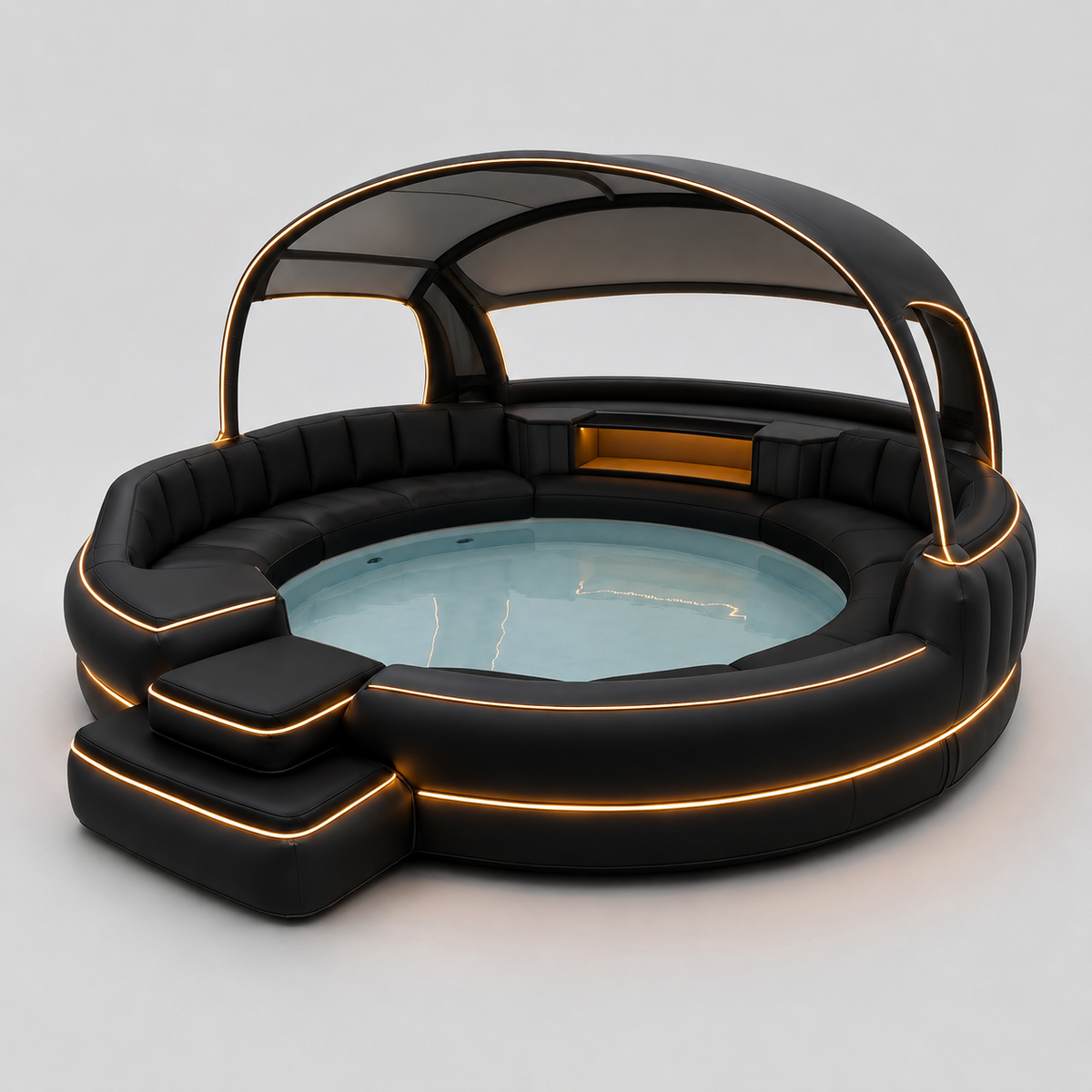 Inflatable Hot Tub with Canopy and Ambient Lighting