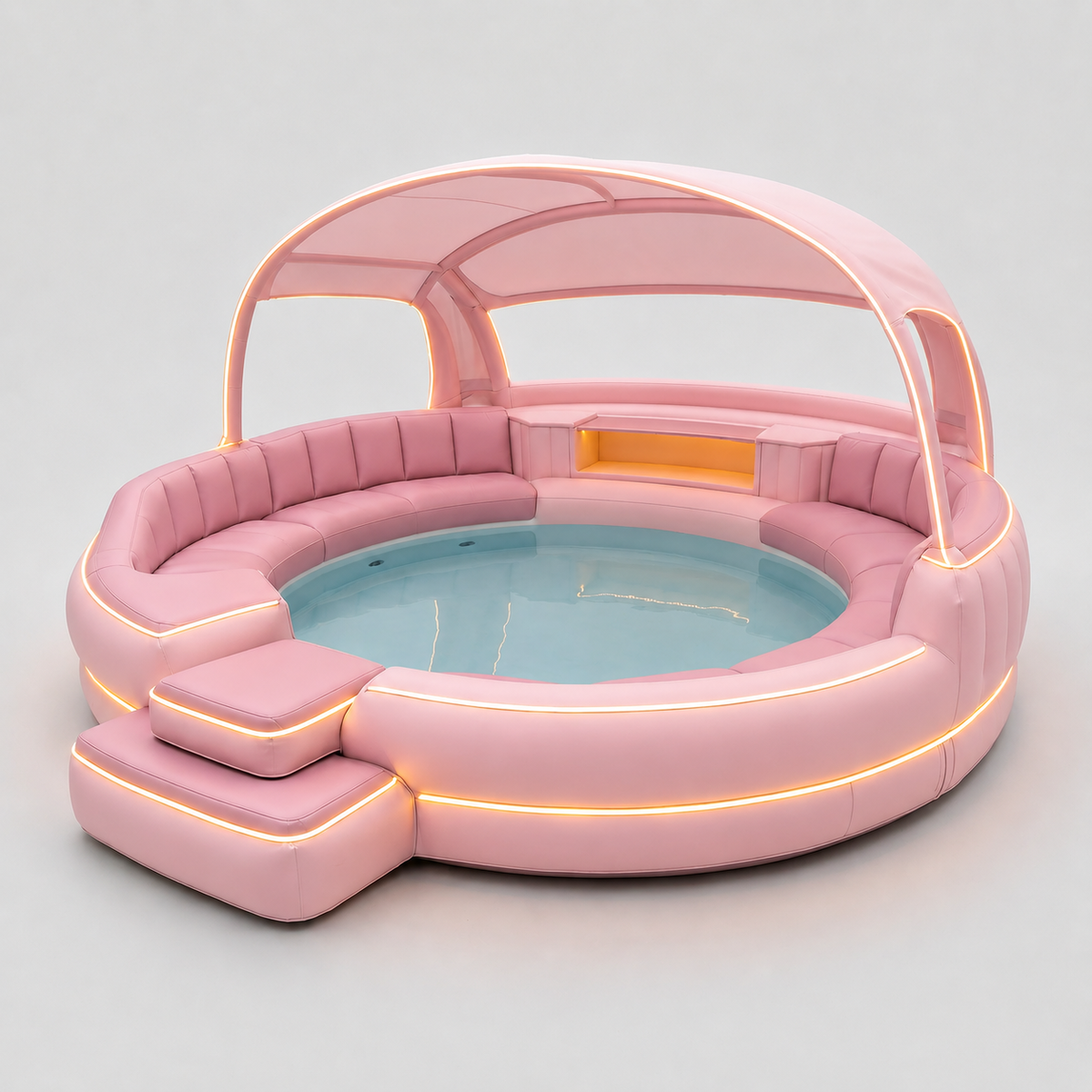 Inflatable Hot Tub with Canopy and Ambient Lighting