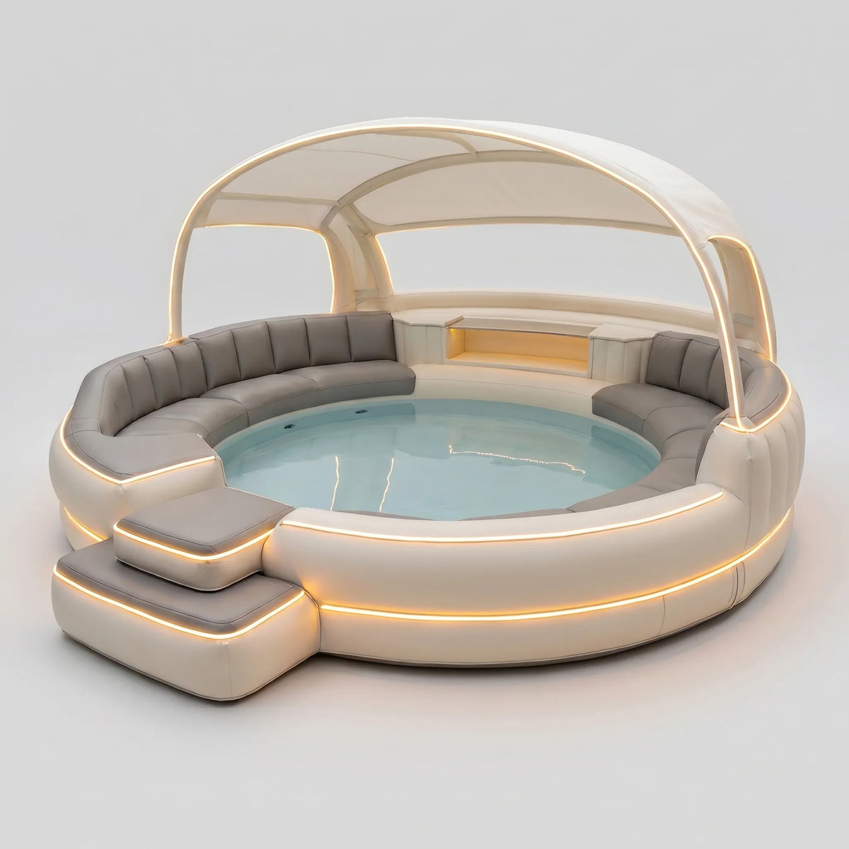 Inflatable Hot Tub with Canopy and Ambient Lighting