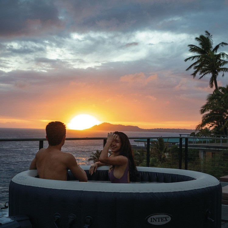 Spa gonflable bleu marine - 4 places - Couverture thermique incluse