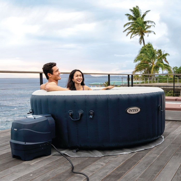 Spa gonflable bleu marine - 4 places - Couverture thermique incluse