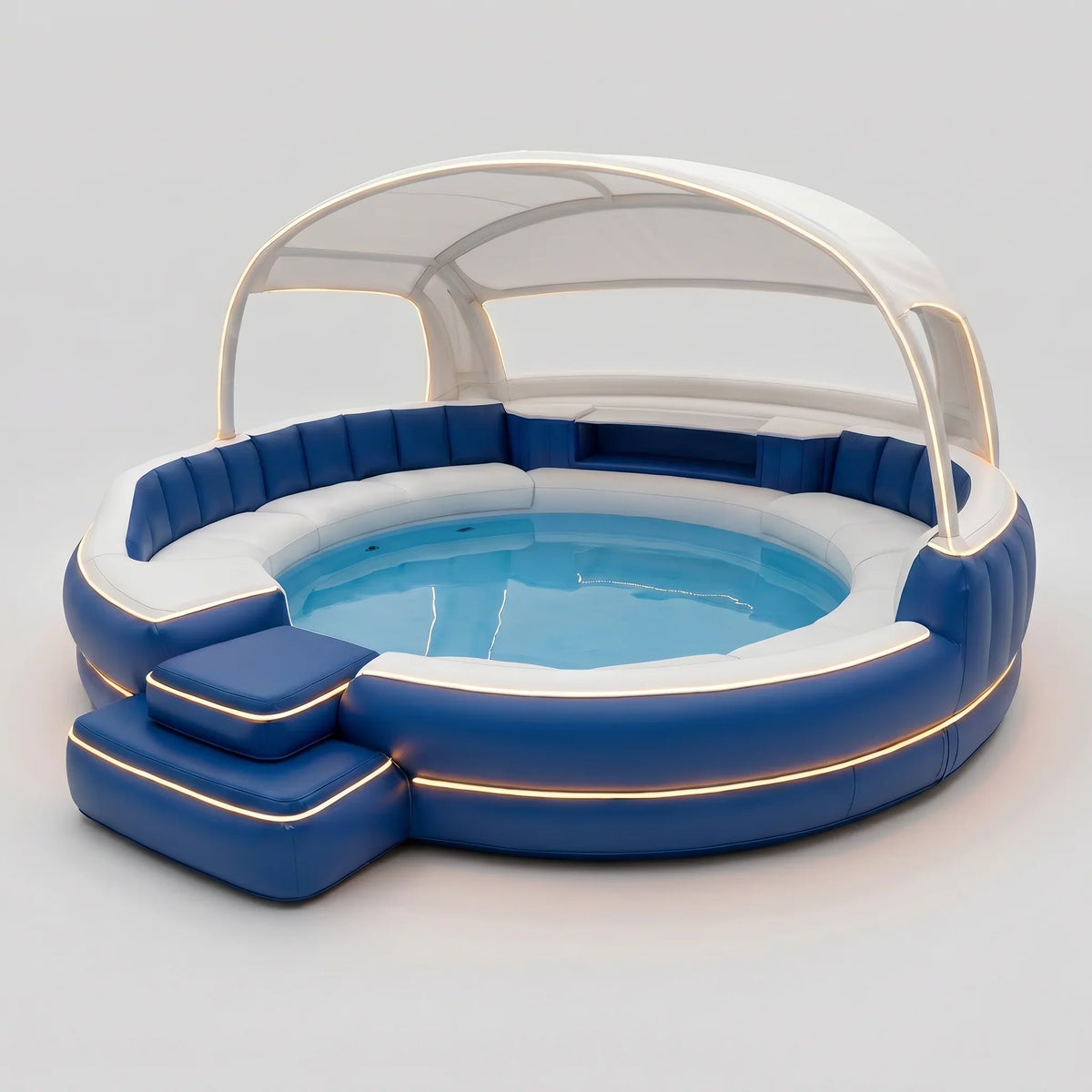 Spa gonflable avec auvent et éclairage d'ambiance